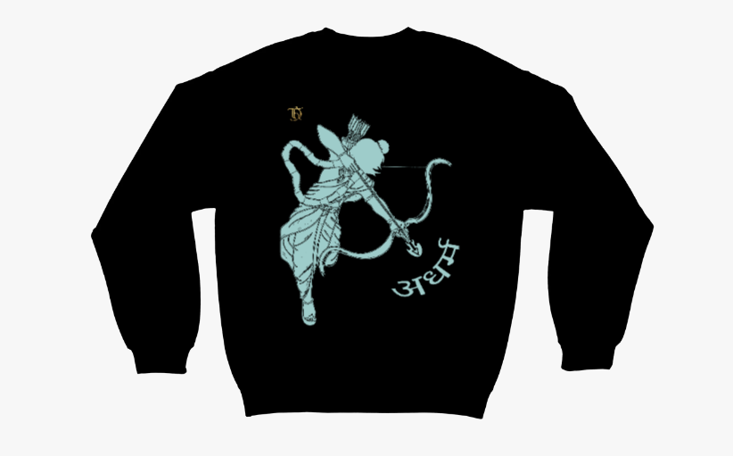 Lord Ram Heart Black Crewneck